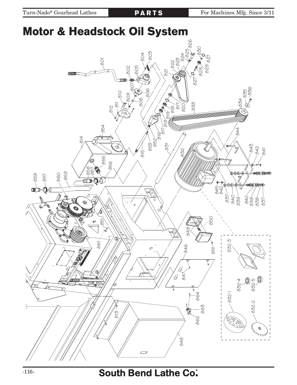 Motor & headstock oil system | Southbend Turn-nado Gearhead Lathe w/ Dro 21" x 60" sb1046pf User Manual | Page 118 / 140