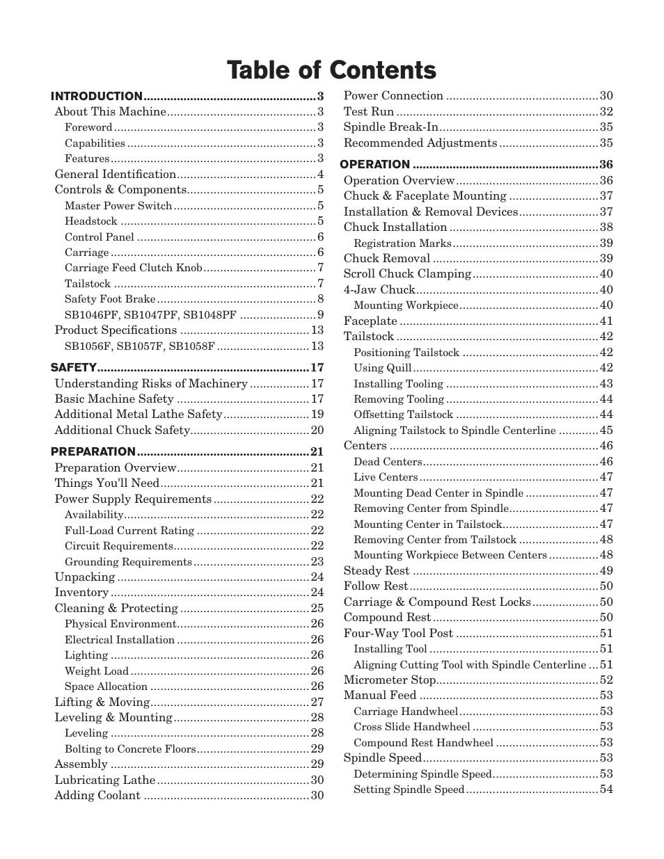 Southbend Turn-nado Gearhead Lathe w/ Dro 21" x 60" sb1046pf User Manual | Page 3 / 140