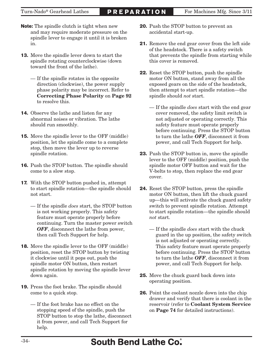 Southbend Turn-nado Gearhead Lathe w/ Dro 21" x 60" sb1046pf User Manual | Page 36 / 140