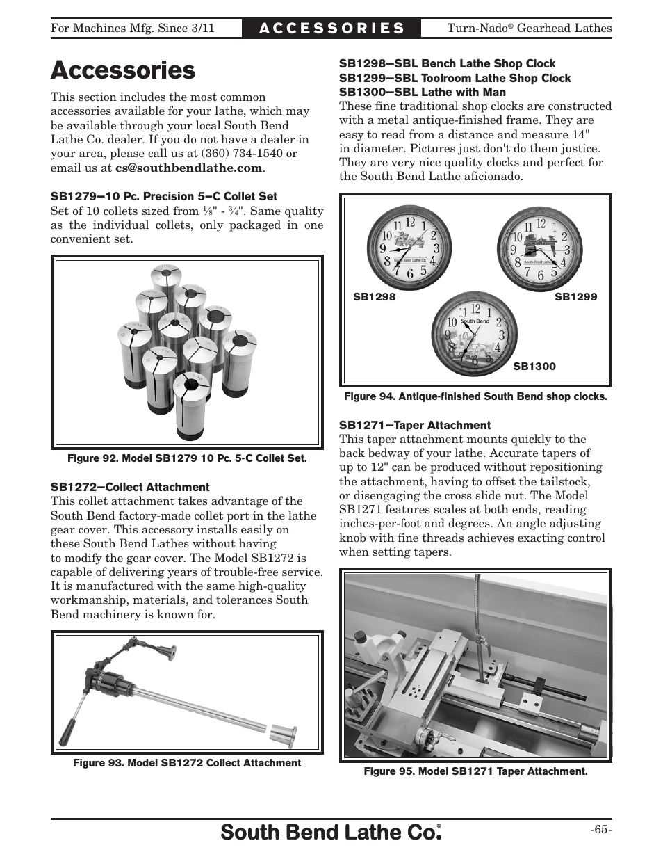 Accessories | Southbend Turn-nado Gearhead Lathe w/ Dro 21" x 60" sb1046pf User Manual | Page 67 / 140