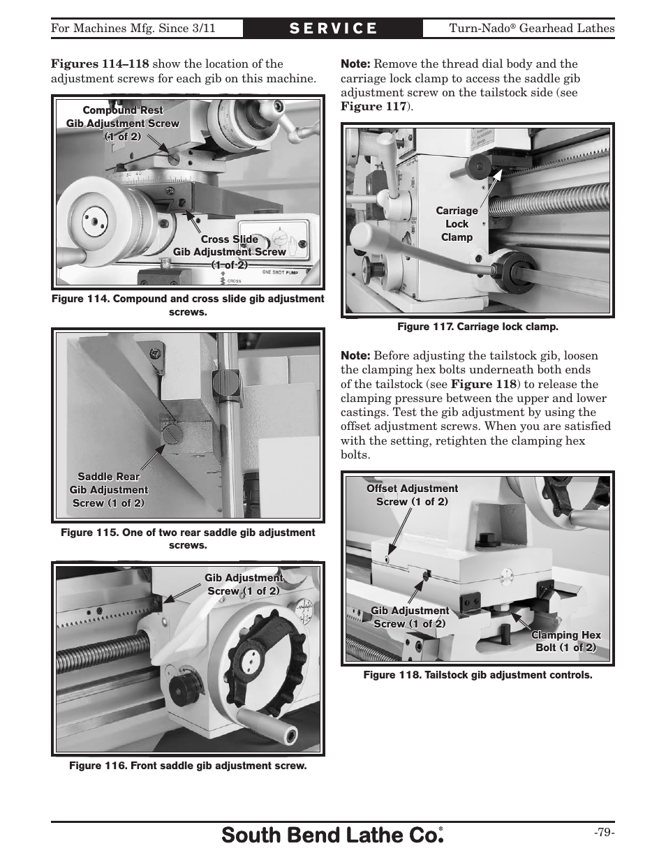 Southbend Turn-nado Gearhead Lathe w/ Dro 21" x 60" sb1046pf User Manual | Page 81 / 140