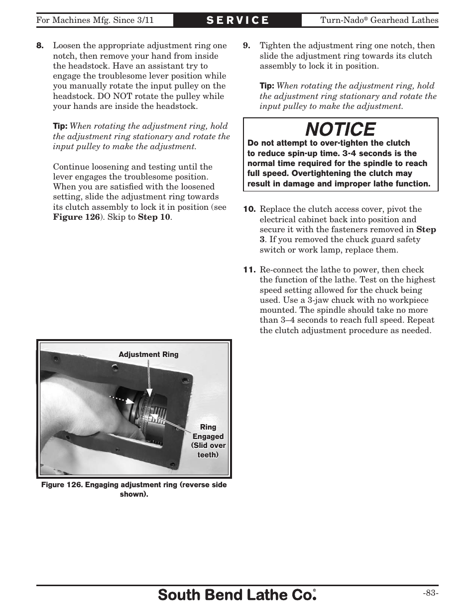 Southbend Turn-nado Gearhead Lathe w/ Dro 21" x 60" sb1046pf User Manual | Page 85 / 140