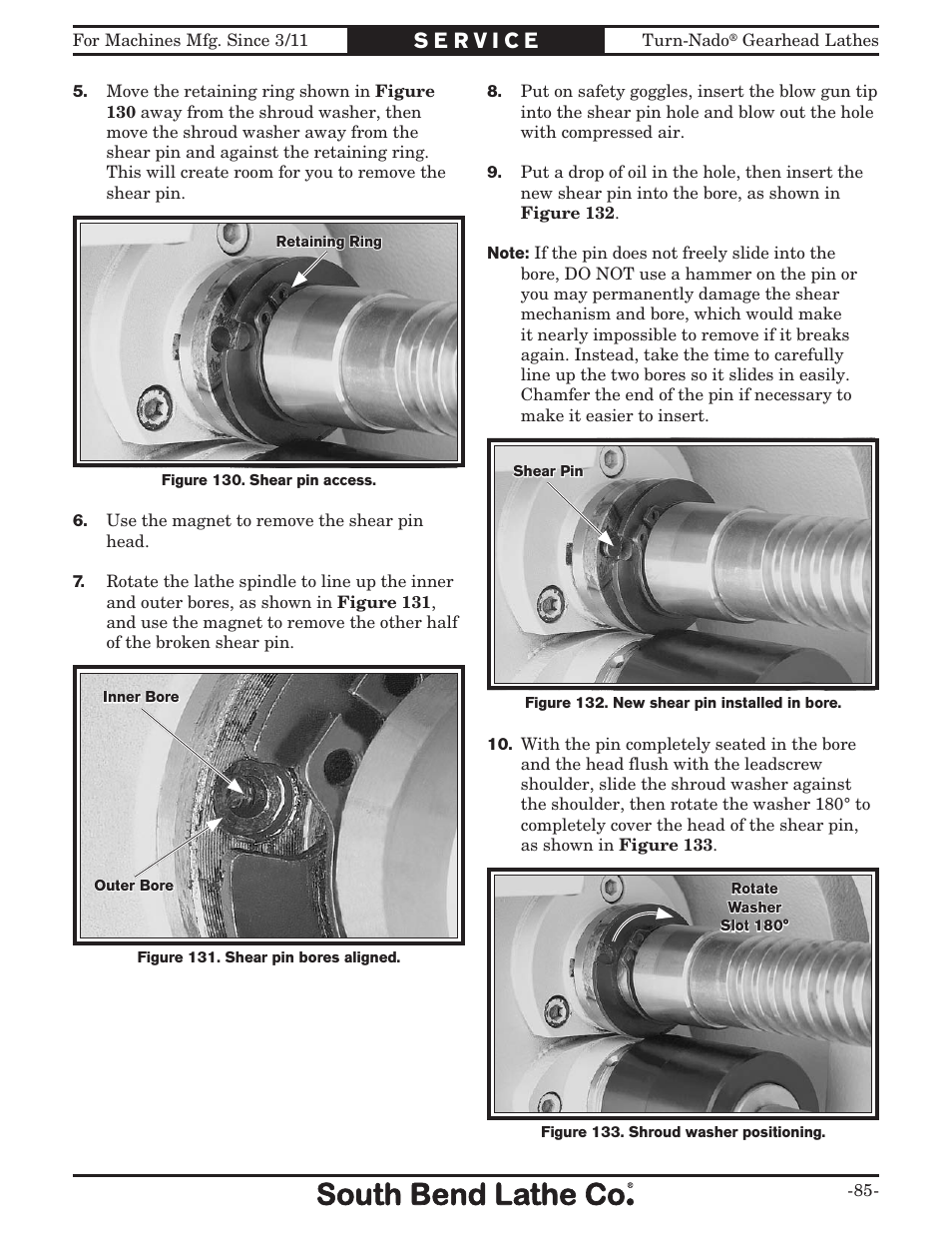 Southbend Turn-nado Gearhead Lathe w/ Dro 21" x 60" sb1046pf User Manual | Page 87 / 140