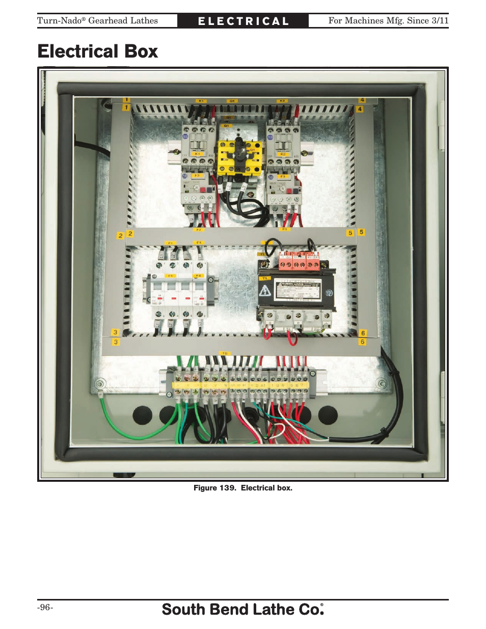 Electrical box | Southbend Turn-nado Gearhead Lathe w/ Dro 21" x 60" sb1046pf User Manual | Page 98 / 140