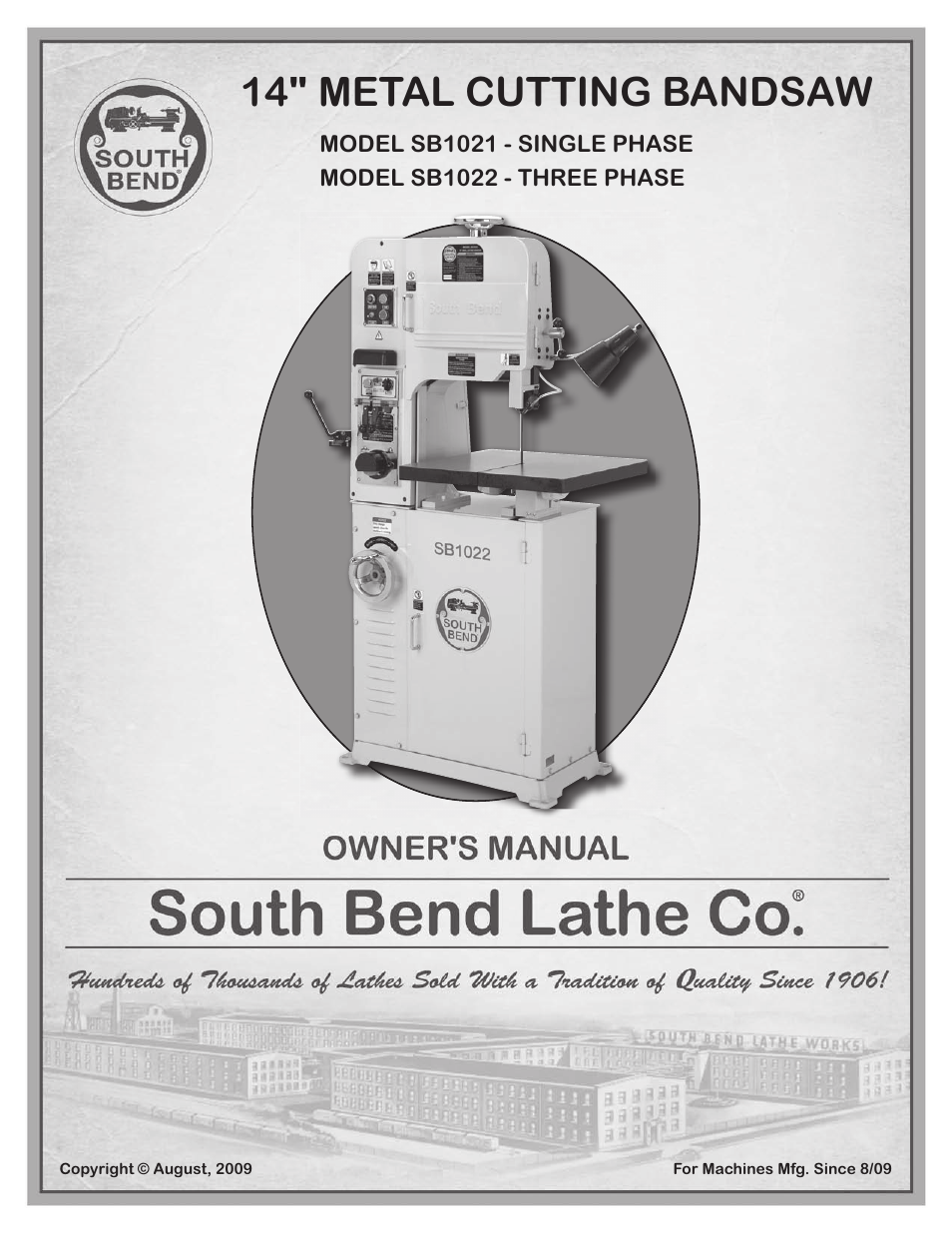 Southbend 14" METAL CUTTING BANDSAW SB1022 User Manual | 64 pages