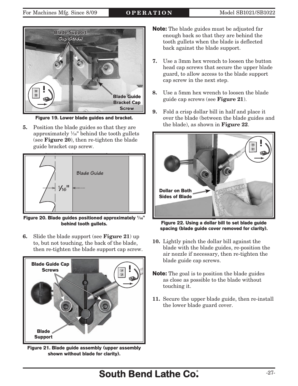 Southbend 14" METAL CUTTING BANDSAW SB1022 User Manual | Page 29 / 64