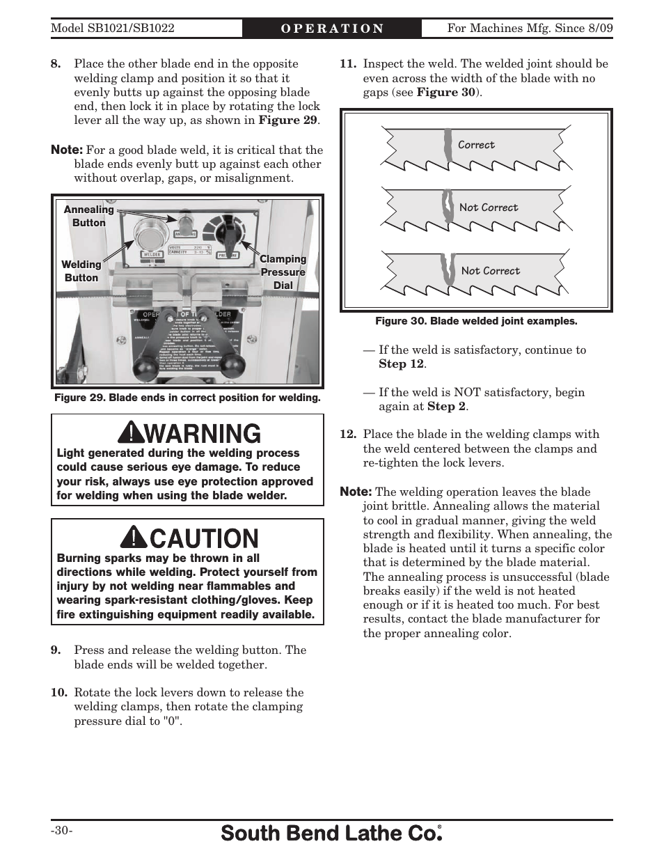 Southbend 14" METAL CUTTING BANDSAW SB1022 User Manual | Page 32 / 64