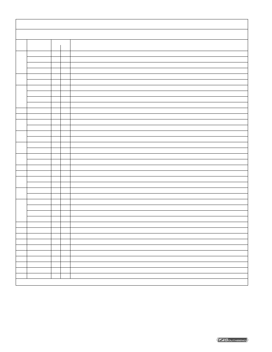 Structural parts | Southbend STRE-5EZ User Manual | Page 38 / 56