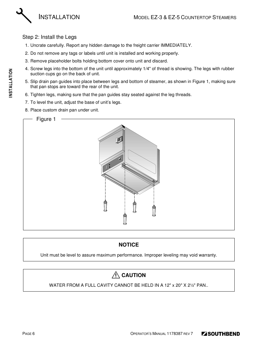 Nstallation | Southbend SIMPLE STEAM COUNTERTOP STEAMERS EZ-5 User Manual | Page 6 / 45