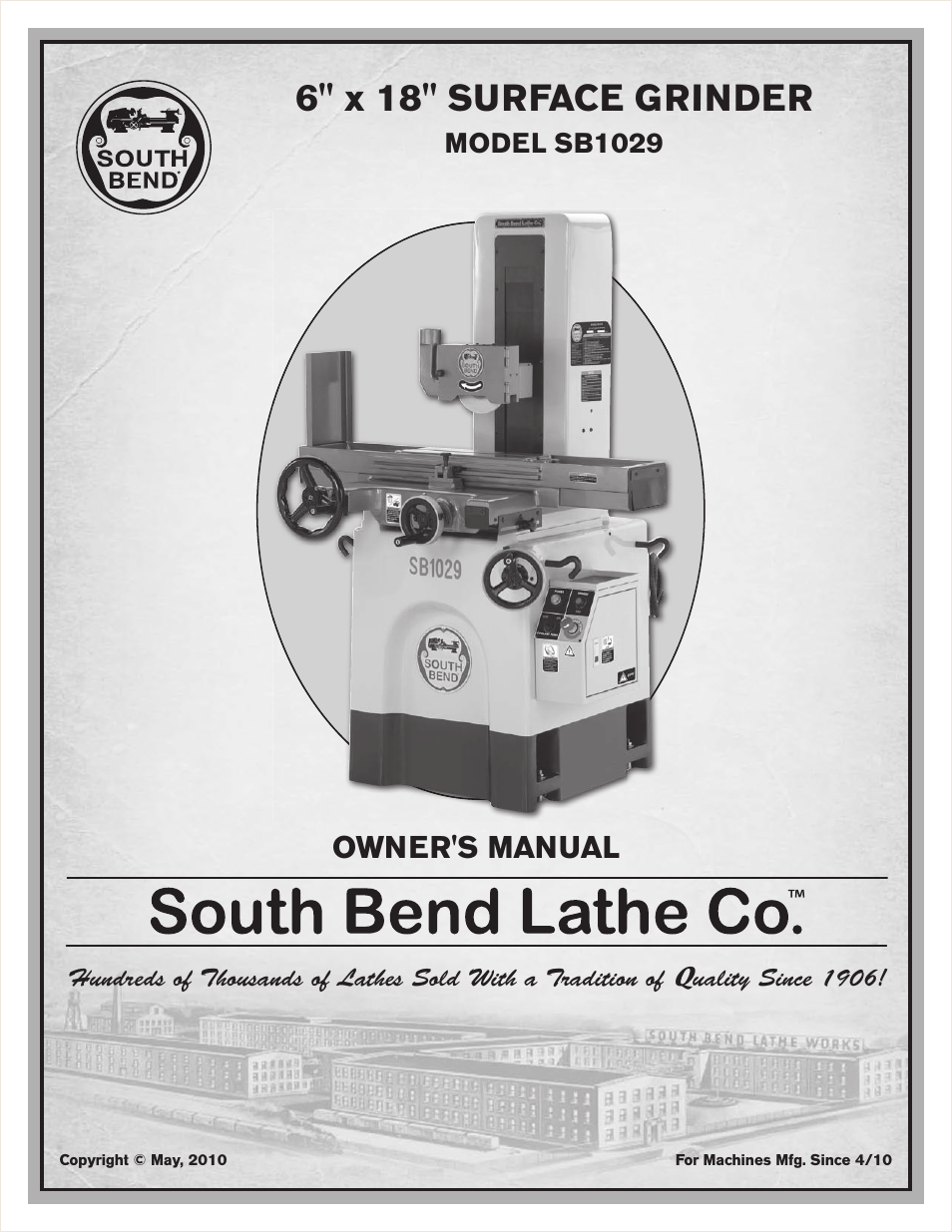 Southbend 6" x 18" SURFACE GRINDER SB1029 User Manual | 60 pages