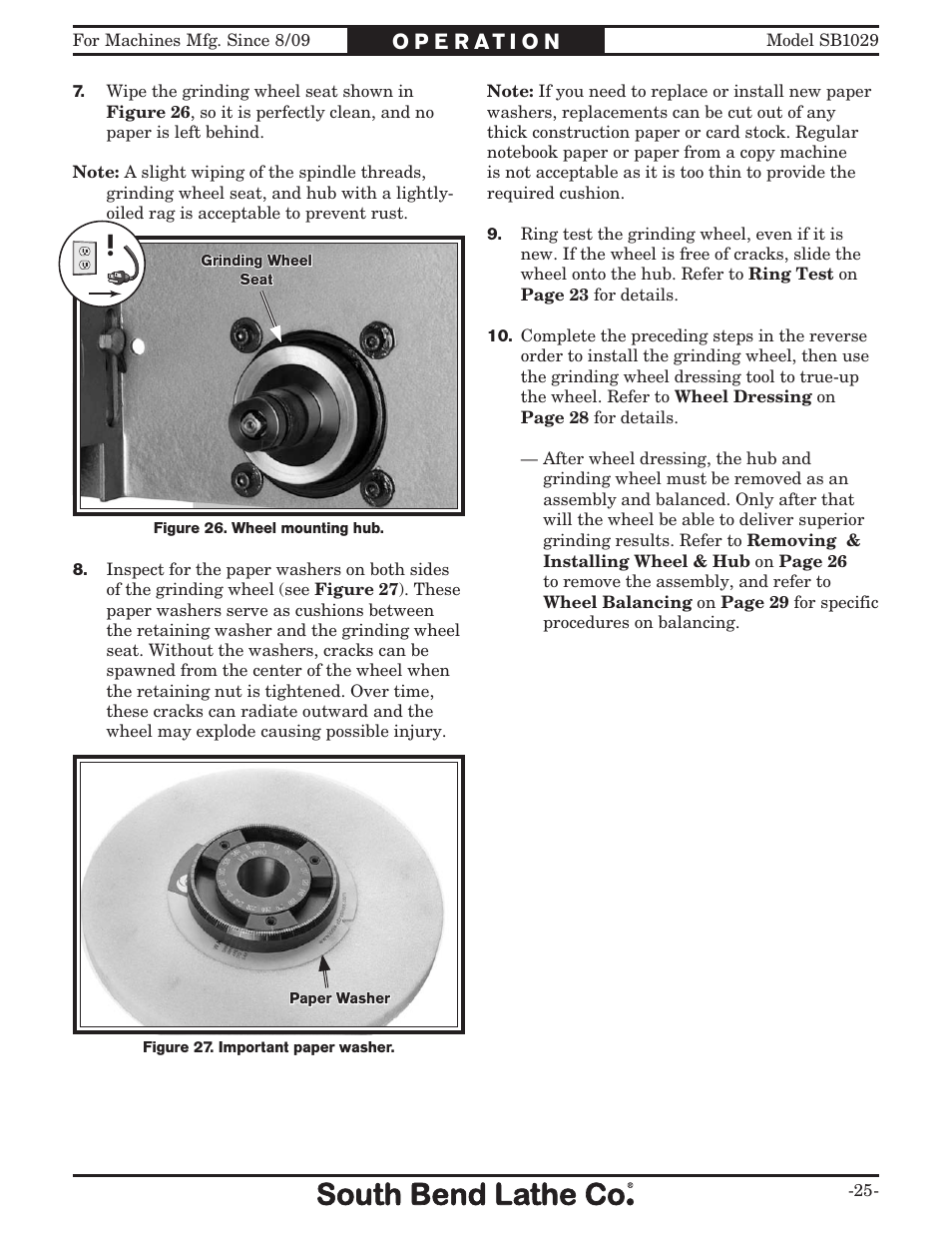 Southbend 6" x 18" SURFACE GRINDER SB1029 User Manual | Page 27 / 60