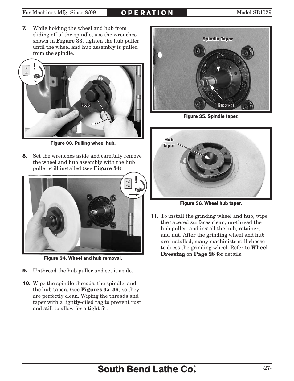 Southbend 6" x 18" SURFACE GRINDER SB1029 User Manual | Page 29 / 60