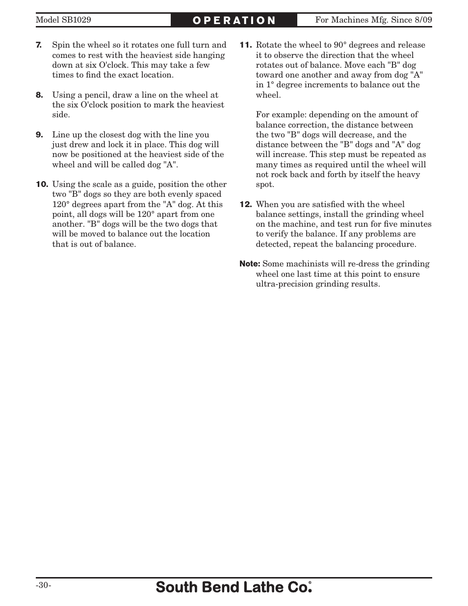 Southbend 6" x 18" SURFACE GRINDER SB1029 User Manual | Page 32 / 60