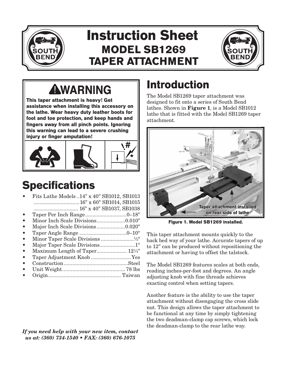 Southbend SB1269 User Manual | 16 pages