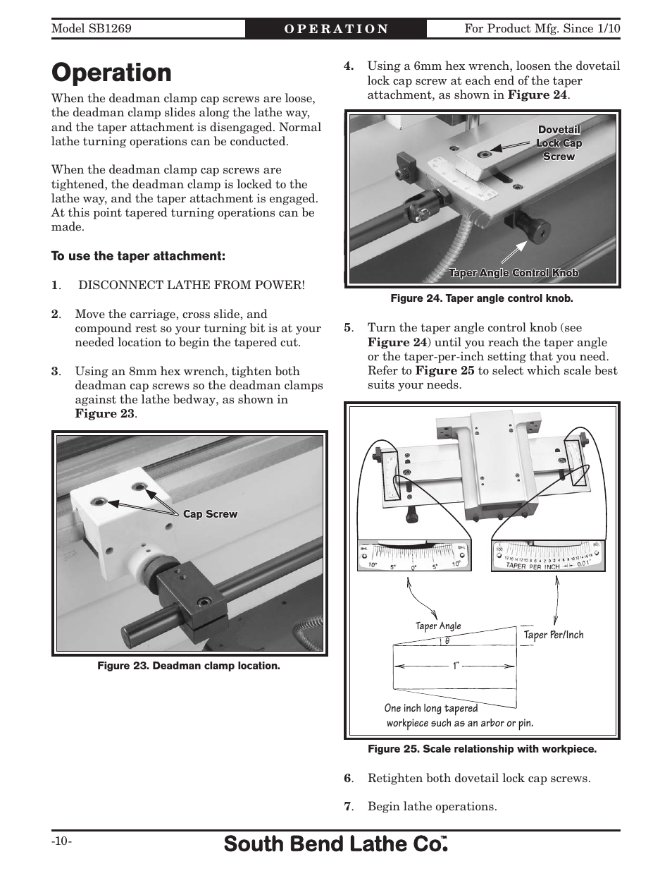 Operation | Southbend SB1269 User Manual | Page 10 / 16