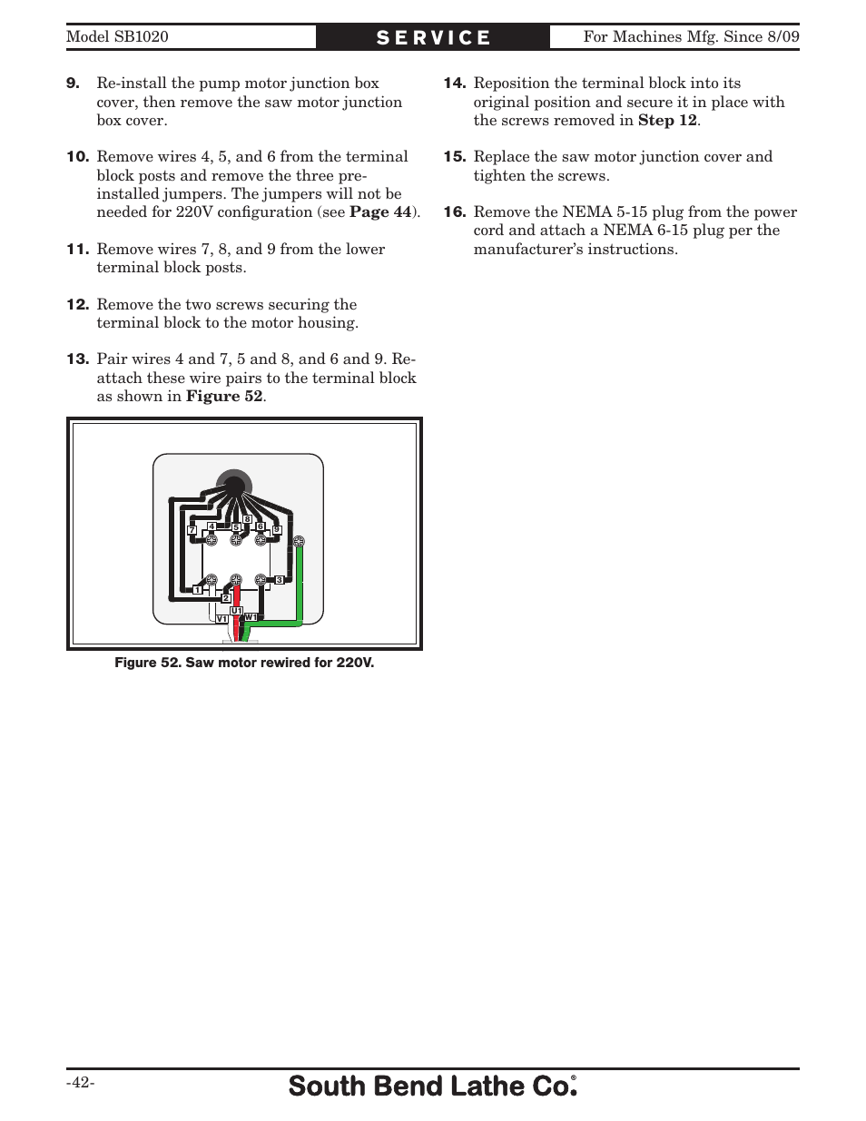 Southbend SB1020 User Manual | Page 44 / 56