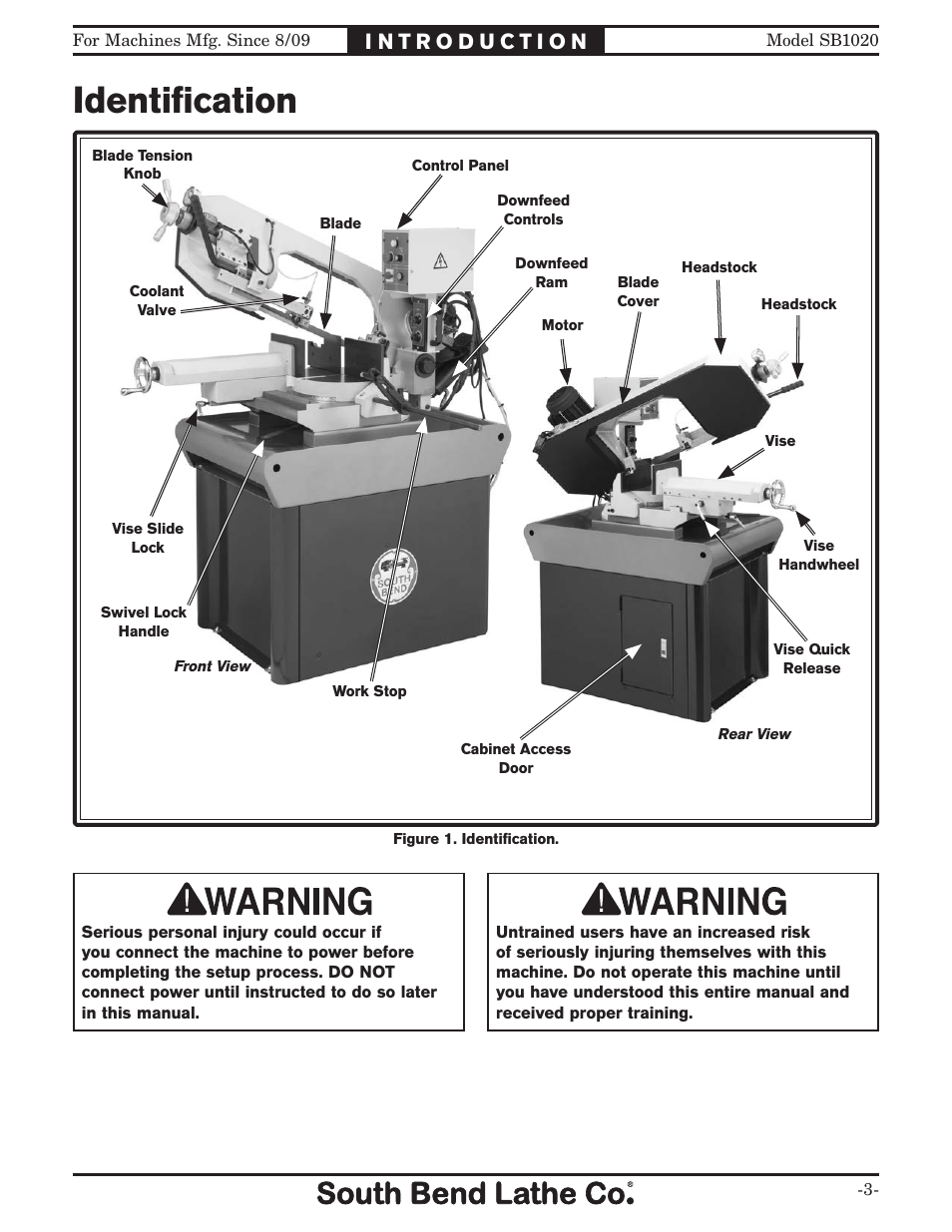 Identification | Southbend SB1020 User Manual | Page 5 / 56