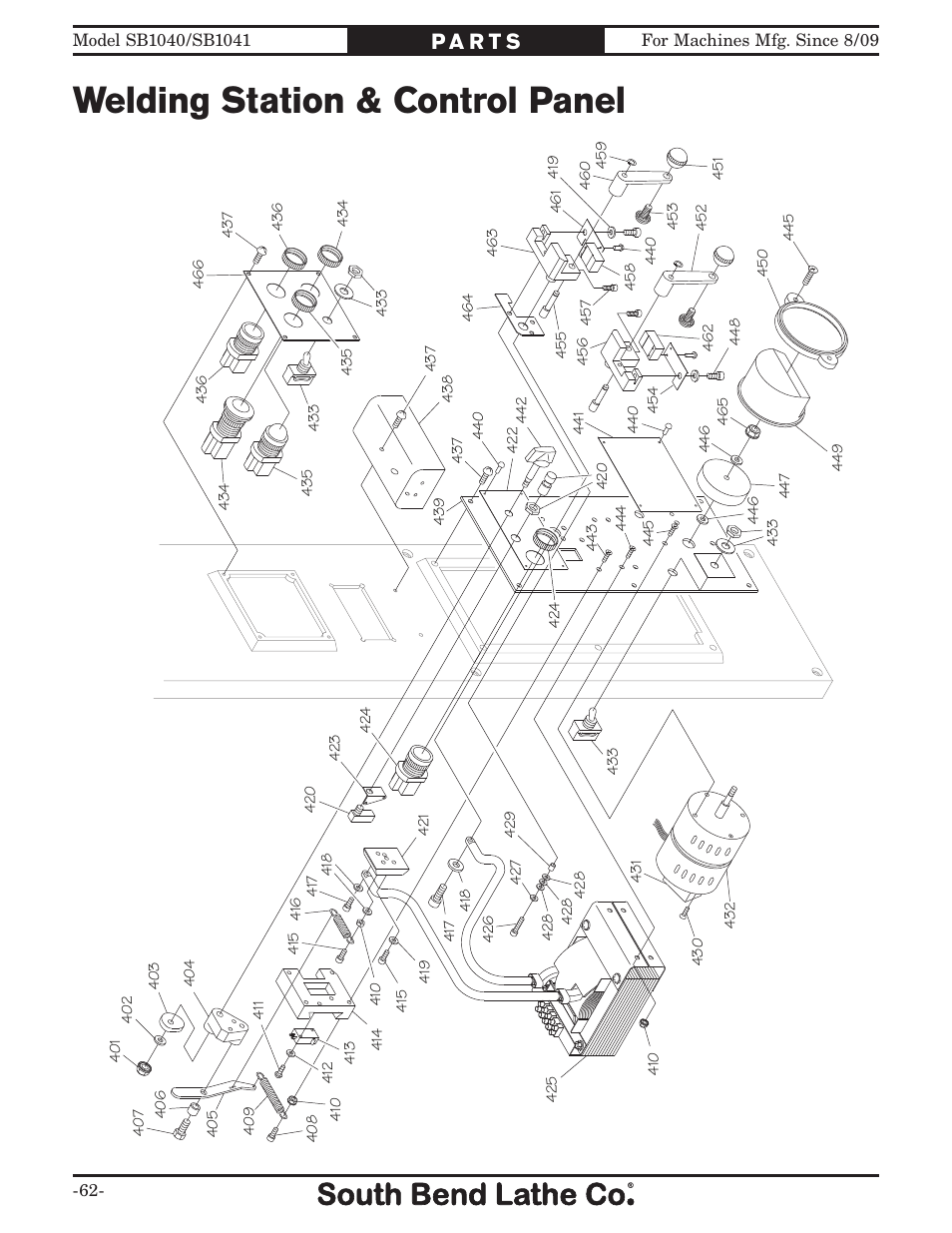 Welding station & control panel | Southbend SB1040 User Manual | Page 64 / 72