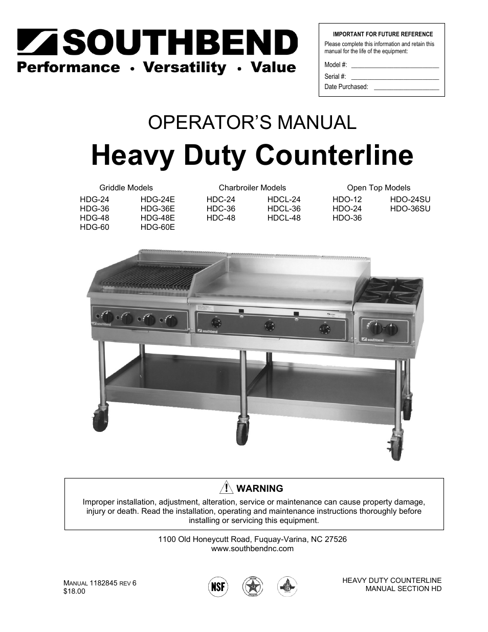 Southbend HDG-60E User Manual | 48 pages