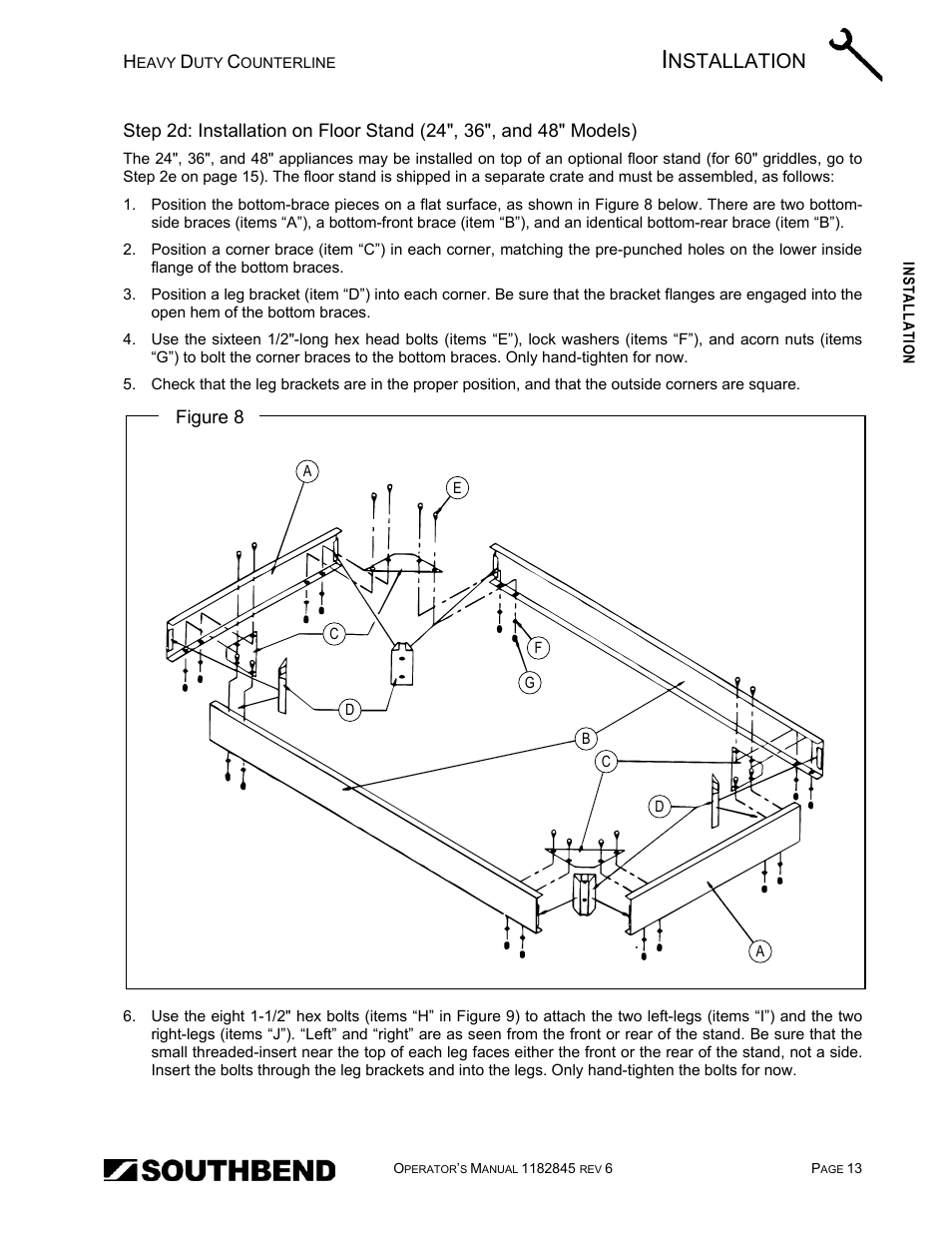 E 13, Nstallation | Southbend HDG-60E User Manual | Page 13 / 48