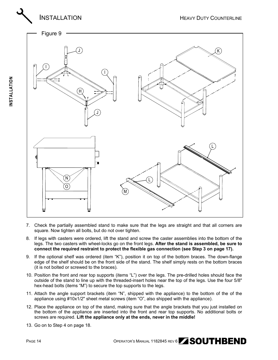 Figure 9), Nstallation | Southbend HDG-60E User Manual | Page 14 / 48