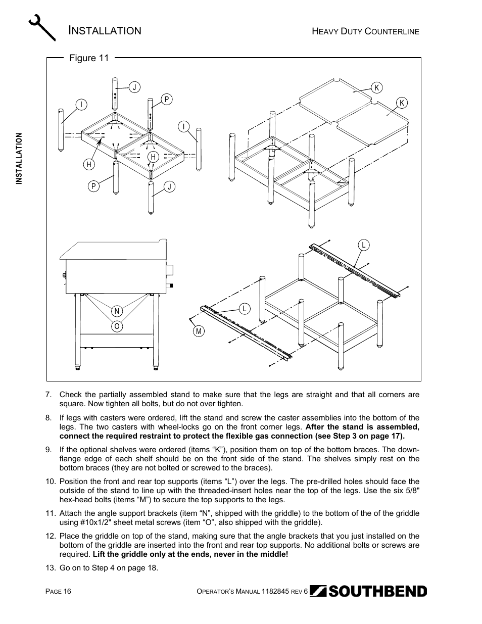 H” in figure 11) to attac, Nstallation | Southbend HDG-60E User Manual | Page 16 / 48