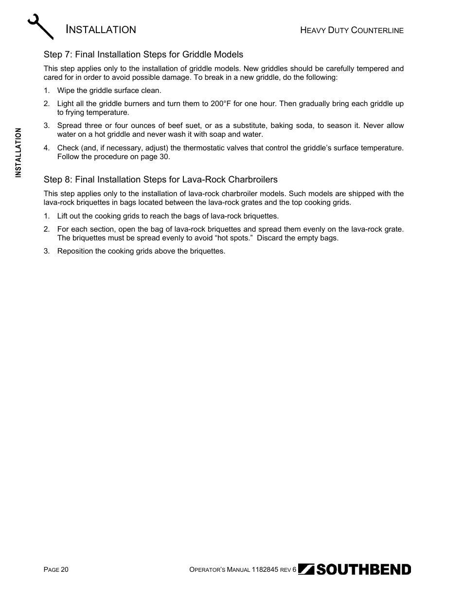 Nstallation | Southbend HDG-60E User Manual | Page 20 / 48