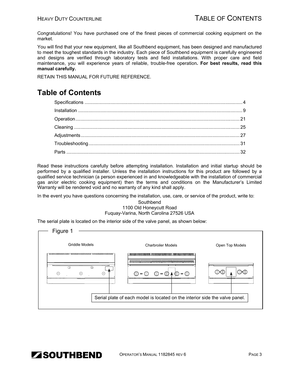 Southbend HDG-60E User Manual | Page 3 / 48