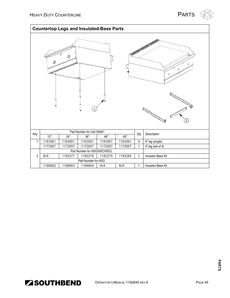 Arts | Southbend HDG-60E User Manual | Page 45 / 48