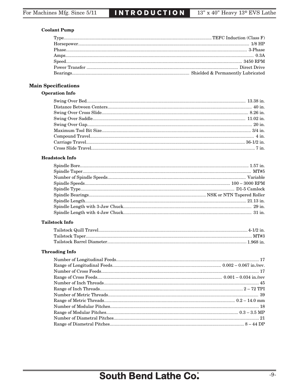 Southbend South Bend SB1051 User Manual | Page 11 / 136