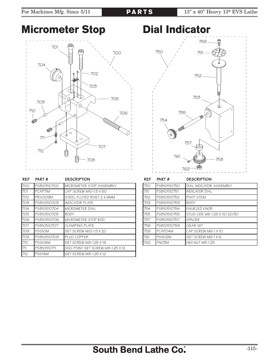 Micrometer stop, Dial indicator | Southbend South Bend SB1051 User Manual | Page 117 / 136