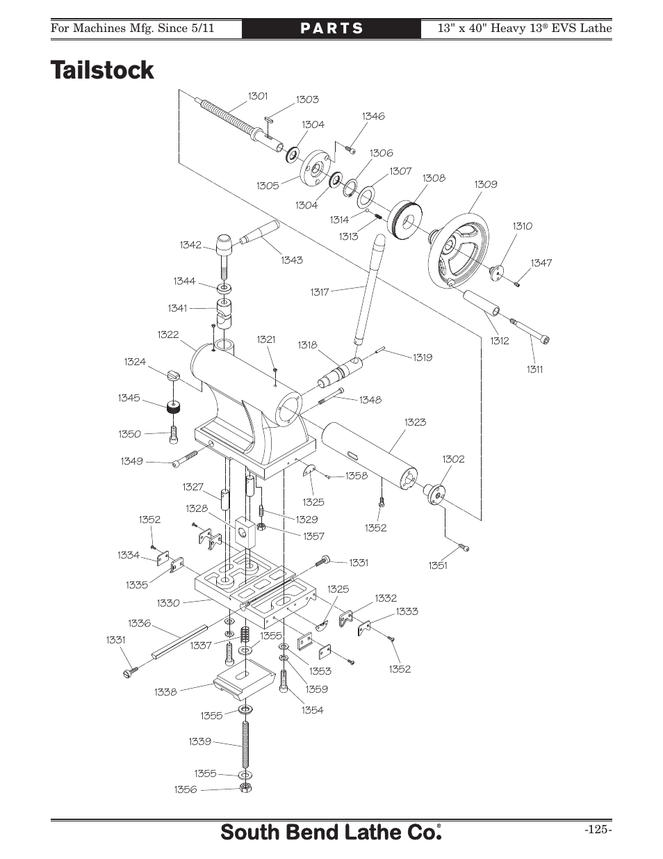 Tailstock | Southbend South Bend SB1051 User Manual | Page 127 / 136