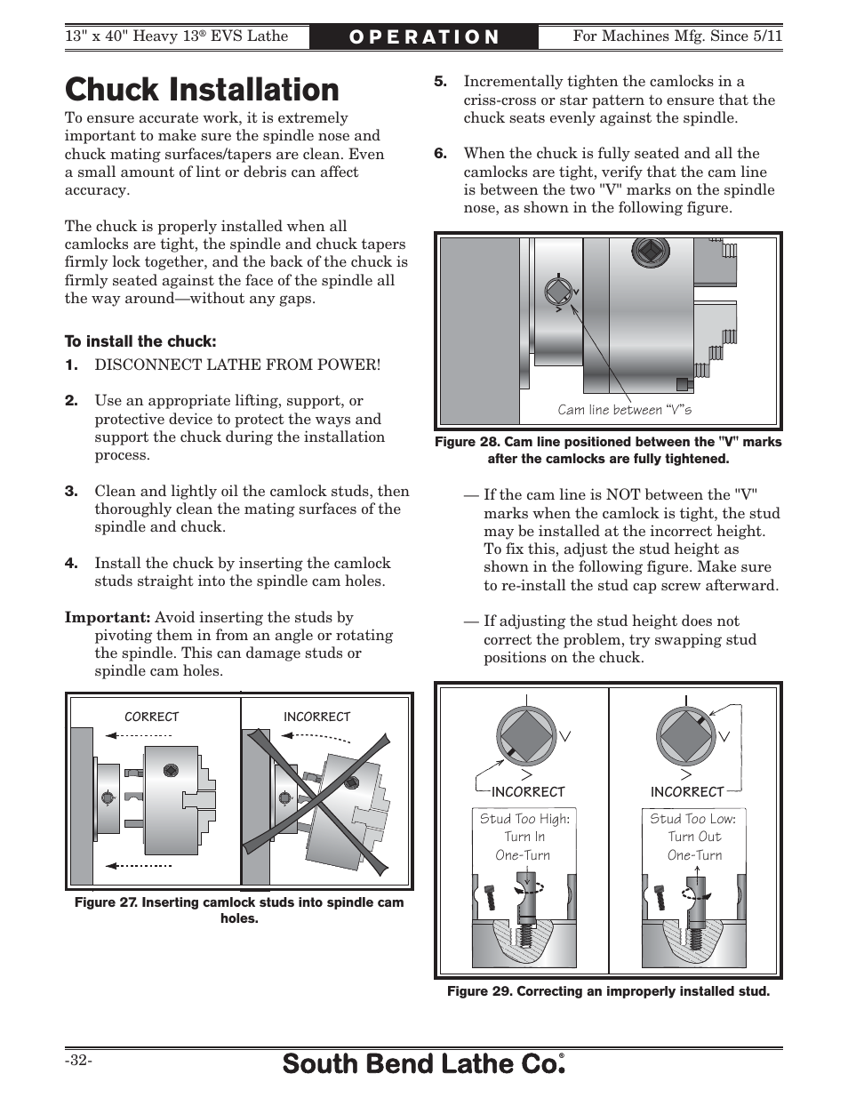 Chuck installation | Southbend South Bend SB1051 User Manual | Page 34 / 136