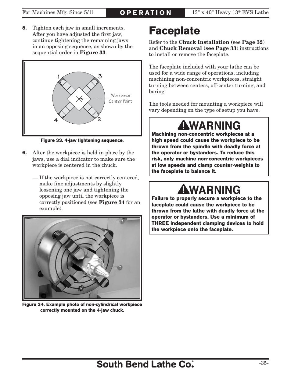 Faceplate | Southbend South Bend SB1051 User Manual | Page 37 / 136