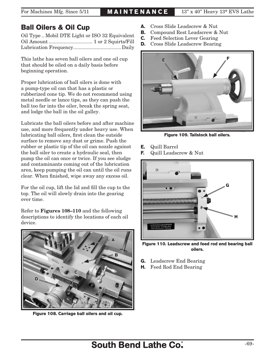 Ball oilers & oil cup | Southbend South Bend SB1051 User Manual | Page 71 / 136