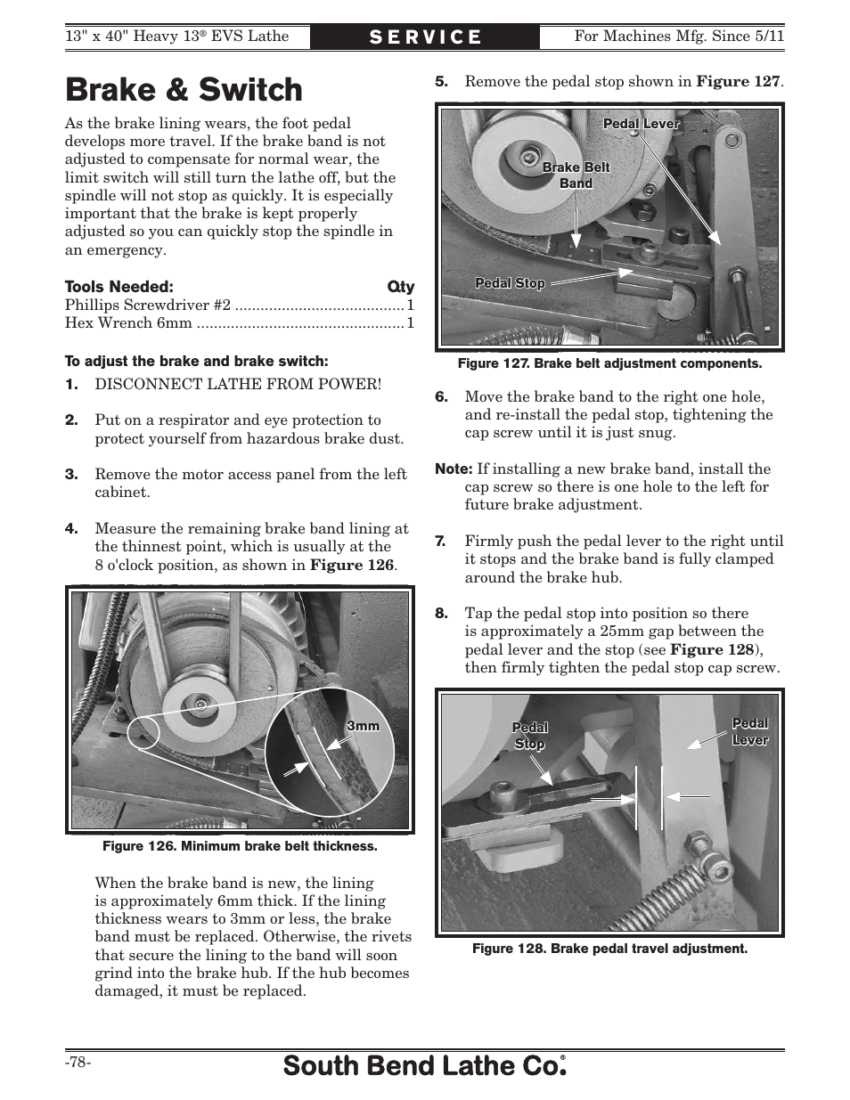 Brake & switch | Southbend South Bend SB1051 User Manual | Page 80 / 136