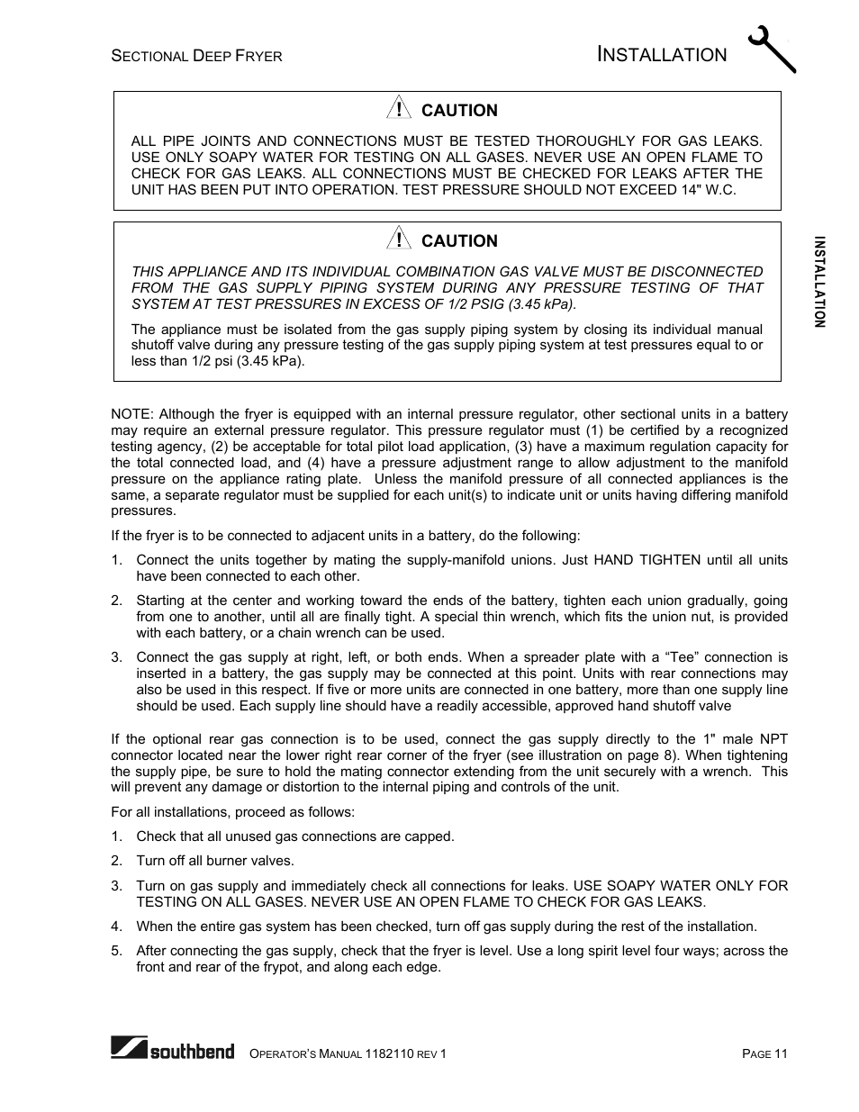 Nstallation | Southbend P20-FR65 User Manual | Page 11 / 40