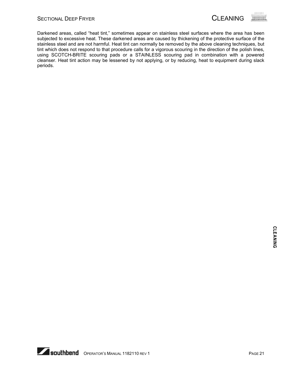 Leaning | Southbend P20-FR65 User Manual | Page 21 / 40