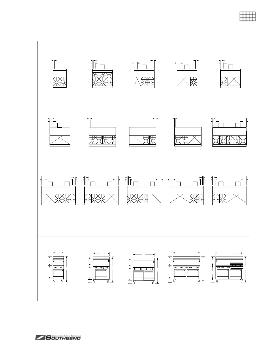 Pecifications, 400 r, Exterior dimensions | Spec ifications, Top views, Front views, Odel, Estaurant, Anges | Southbend 436D User Manual | Page 5 / 64