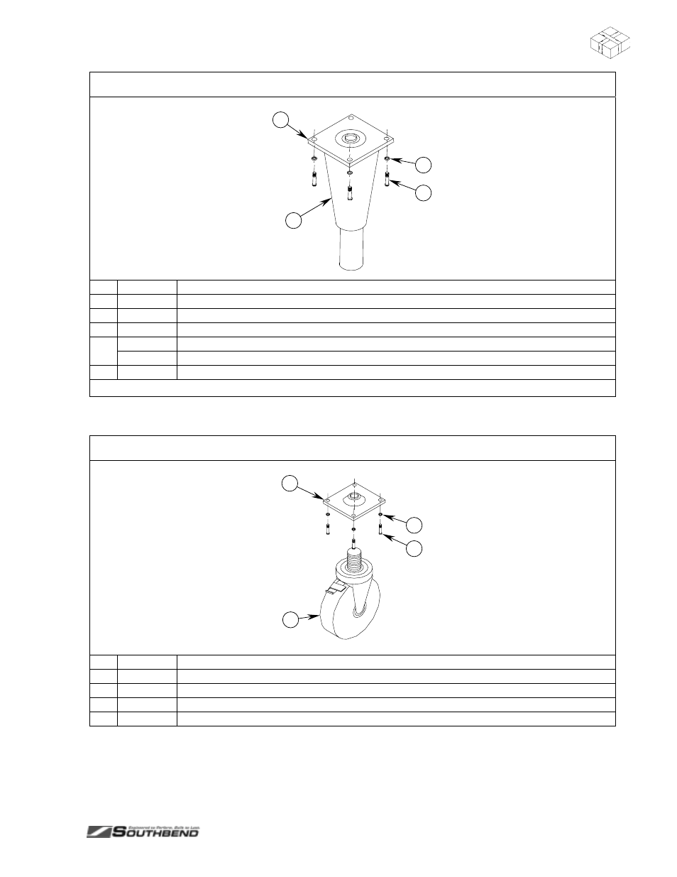 Arts, 400 r, Leg parts | Caster parts | Southbend 436D User Manual | Page 51 / 64