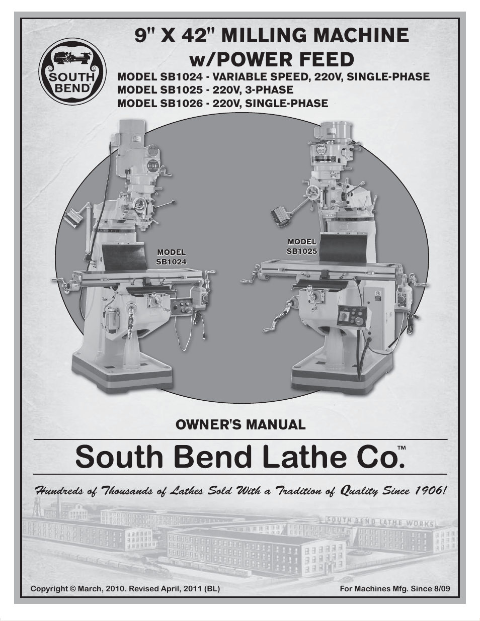 Southbend SOUTH BEND LATHE CO.. SB1024 User Manual | 100 pages