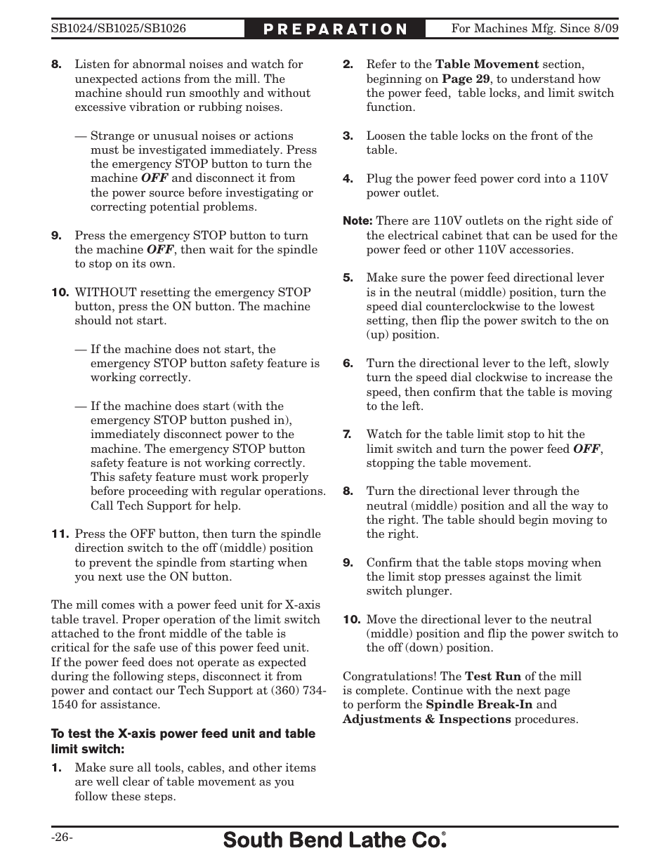 Southbend SOUTH BEND LATHE CO.. SB1024 User Manual | Page 28 / 100