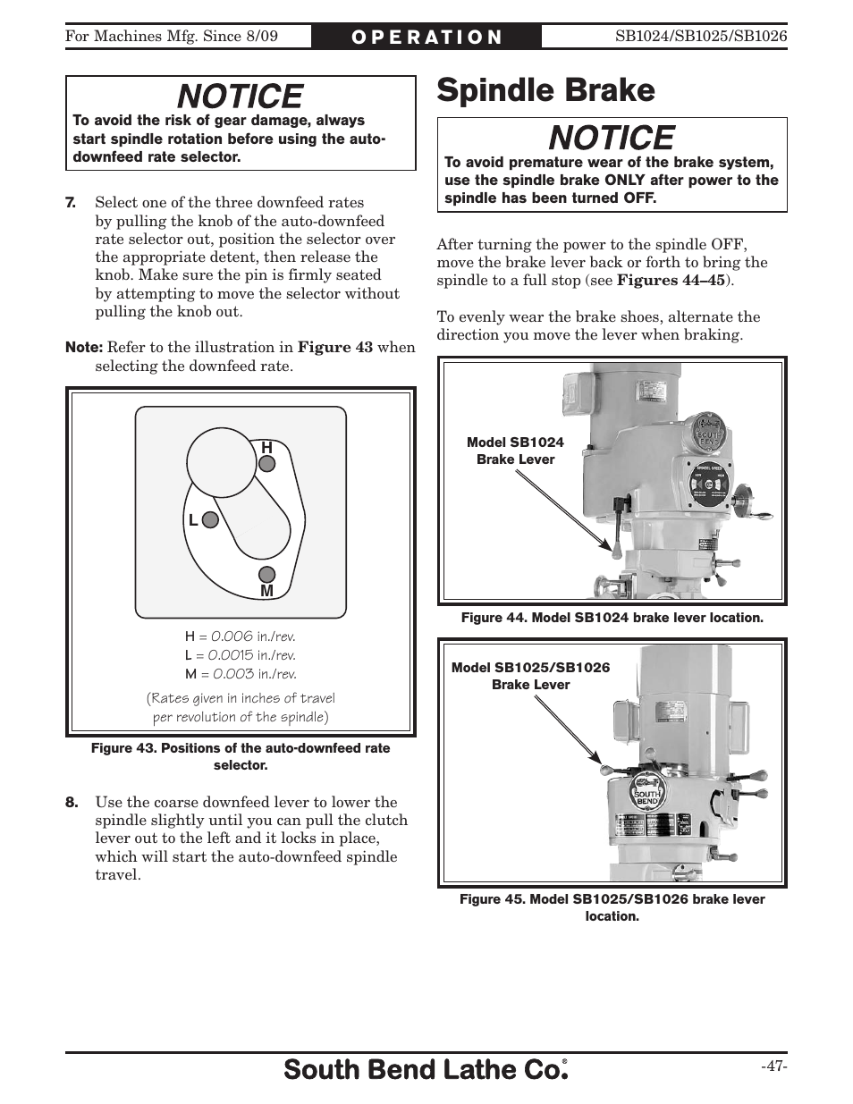 Spindle brake | Southbend SOUTH BEND LATHE CO.. SB1024 User Manual | Page 49 / 100