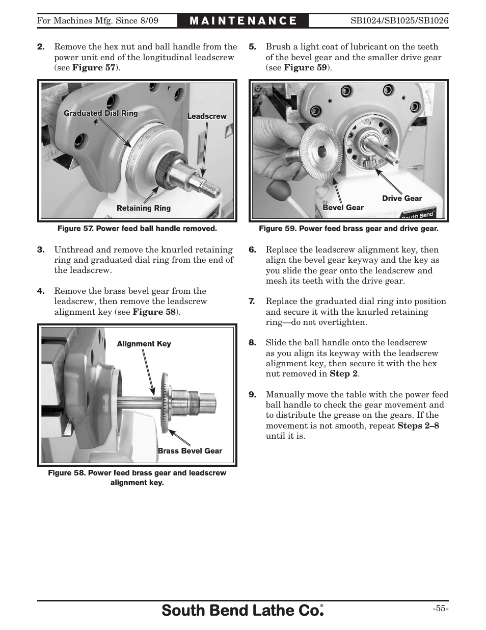 Southbend SOUTH BEND LATHE CO.. SB1024 User Manual | Page 57 / 100