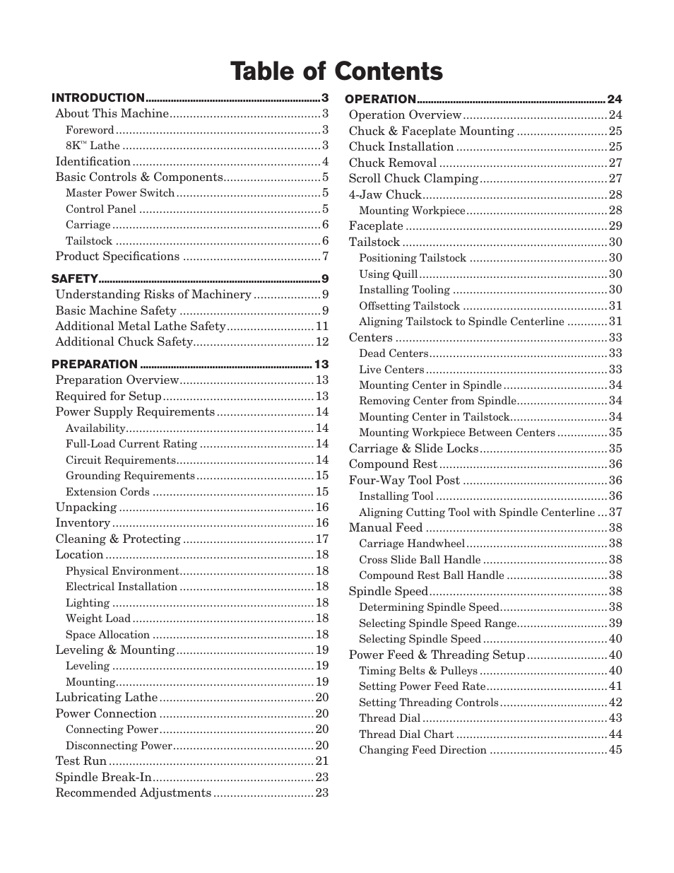 Southbend SB1001 User Manual | Page 3 / 76