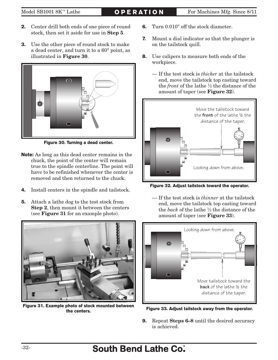 Southbend SB1001 User Manual | Page 34 / 76