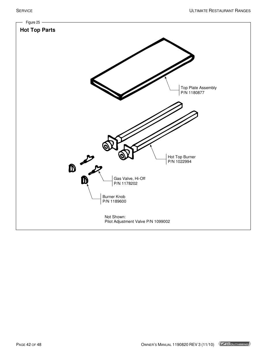 Hot top parts | Southbend 4365A User Manual | Page 42 / 48