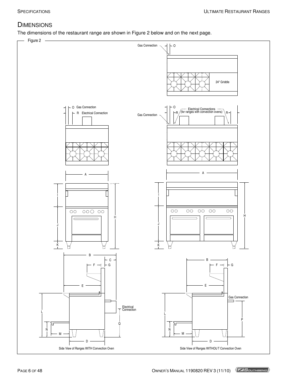 Imensions | Southbend 4365A User Manual | Page 6 / 48