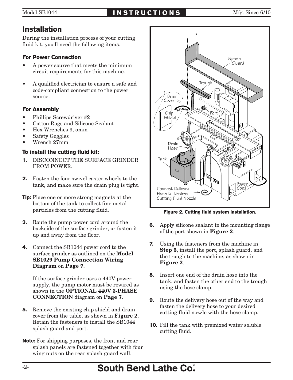 Installation | Southbend SB1044 User Manual | Page 2 / 8