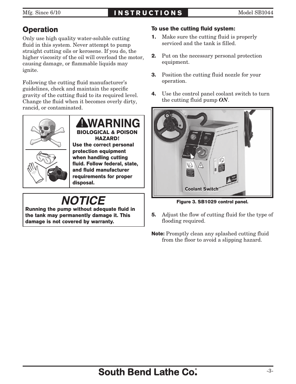 Operation | Southbend SB1044 User Manual | Page 3 / 8